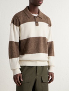 Corridor - Striped Woven Brushed Alpaca-Blend Polo Sweater - Brown