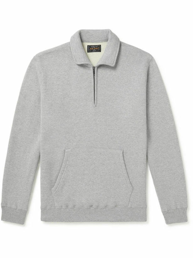 Photo: Beams Plus - Slim-Fit Cotton-Jersey Half-Zip Sweatshirt - Gray