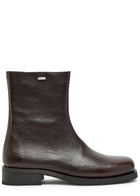 Our Legacy Camion Grained Leather Ankle Boots Brown