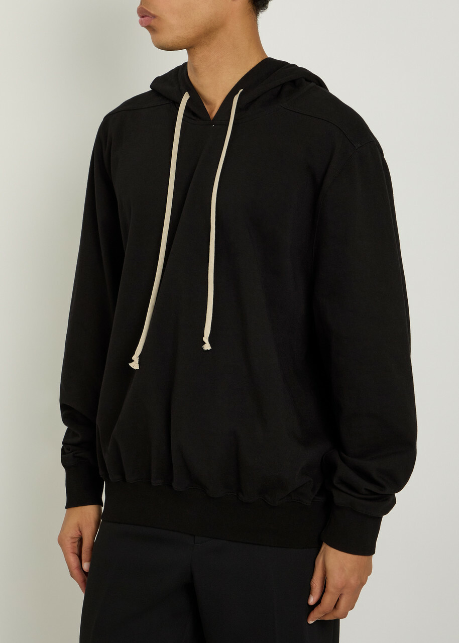 Rick Owens Printed Hooded Cotton Sweatshirt Black