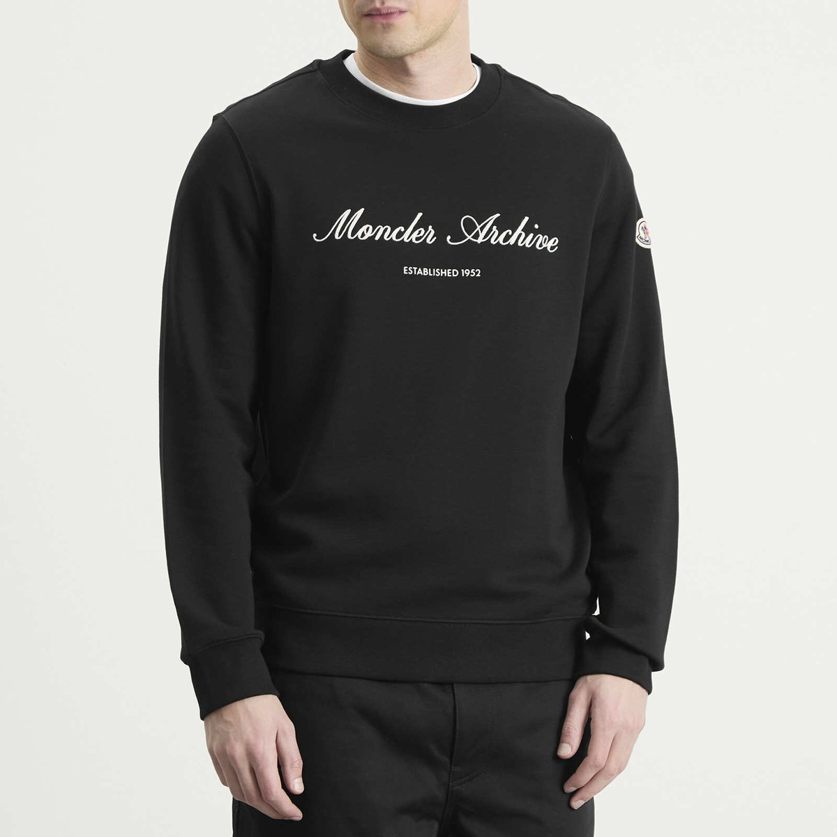 Moncler Men's Archive Embroidered Logo Sweatshirt in Black Moncler