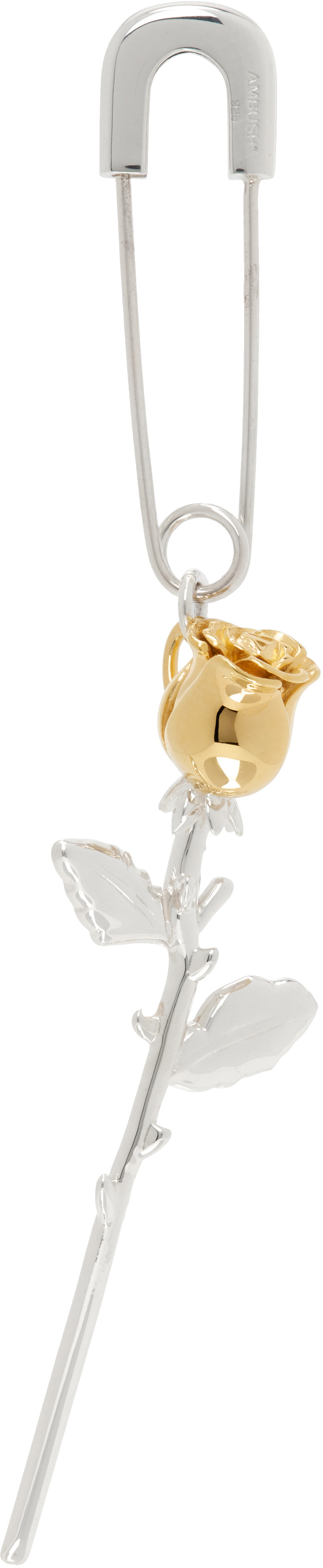 AMBUSH Silver & Gold Rose Charm Single Earring
