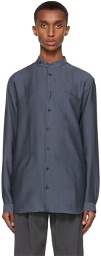 Giorgio Armani Navy Lyocell-Blend Pocket Shirt