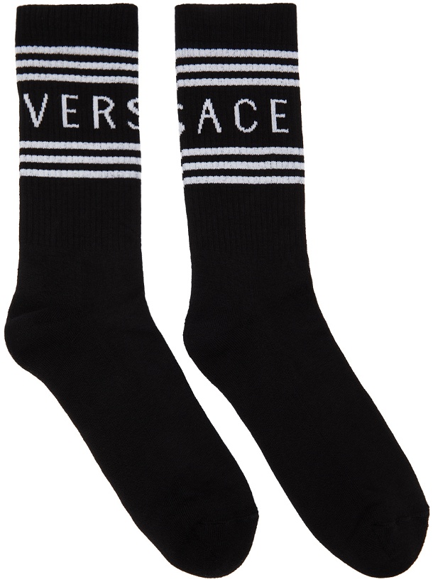 Photo: Versace Black & White 1990s Logo Socks