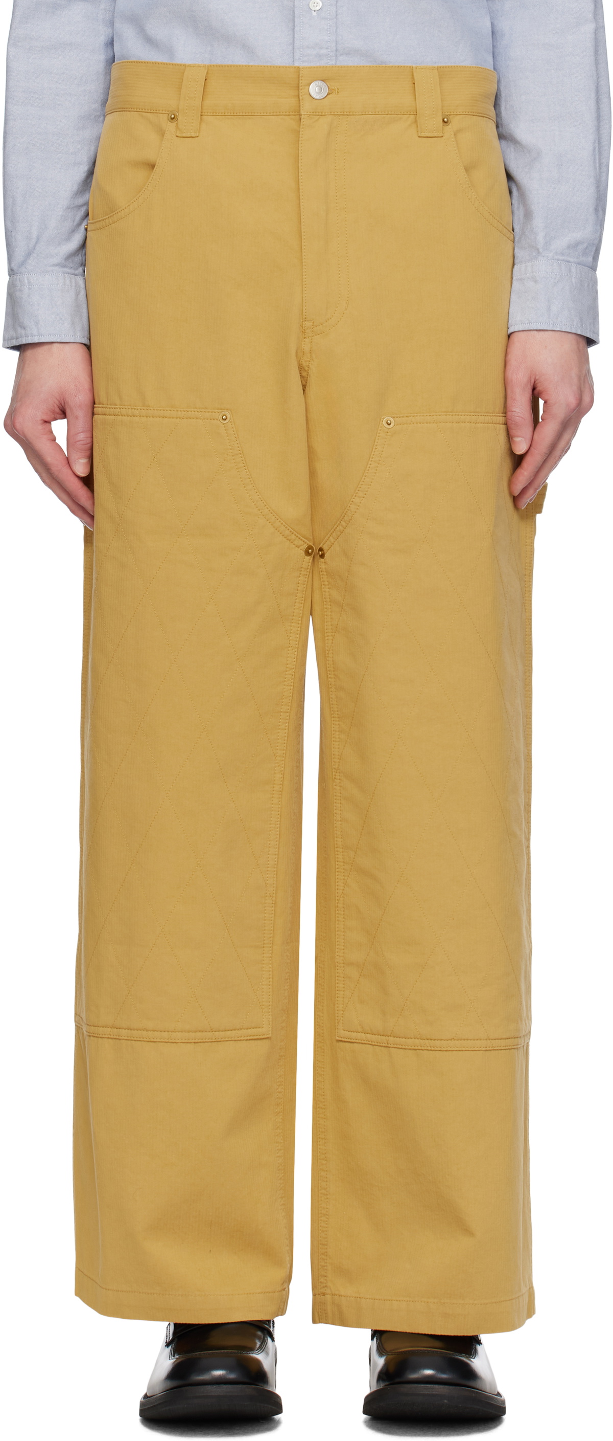 AFTER PRAY Yellow Wide Carpenter Trousers