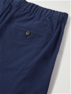 Club Monaco - Straight-Leg Cotton-Blend Seersucker Trousers - Blue