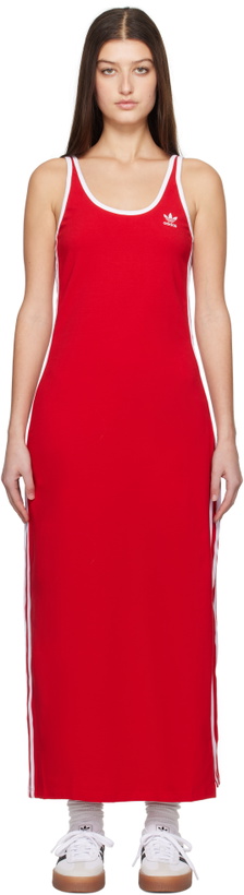 Photo: adidas Originals Red Adicolor 3-Stripes Tank Maxi Dress