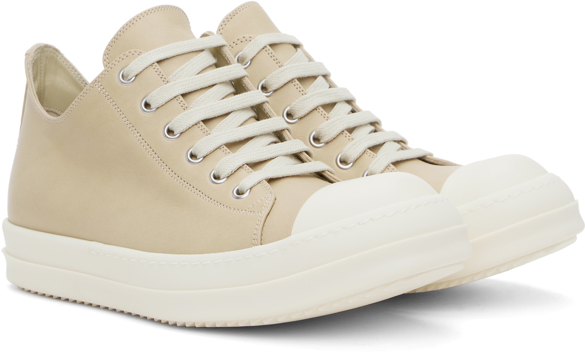 【RICK OWENS】ベージュ Hollywood Low Sneaks スニーカー Gold Hollywood Low Sneaks Sneakers by Rick Owens on Sale
