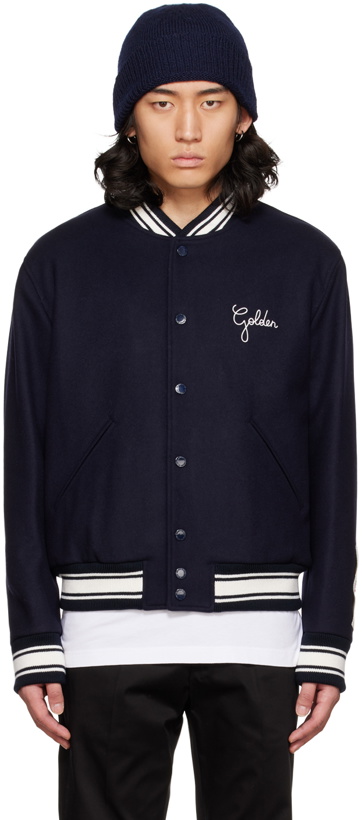 Photo: Golden Goose Navy Embroidered Bomber