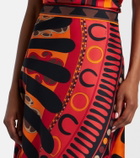Pucci Soleil asymmetric silk twill midi skirt