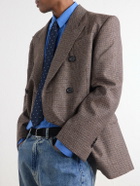 AMI PARIS - Double-Breasted Houndstooth Virgin Wool Blazer - Brown
