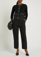 Tory Burch Satin Cuffs Cropped Crepe Trousers Black