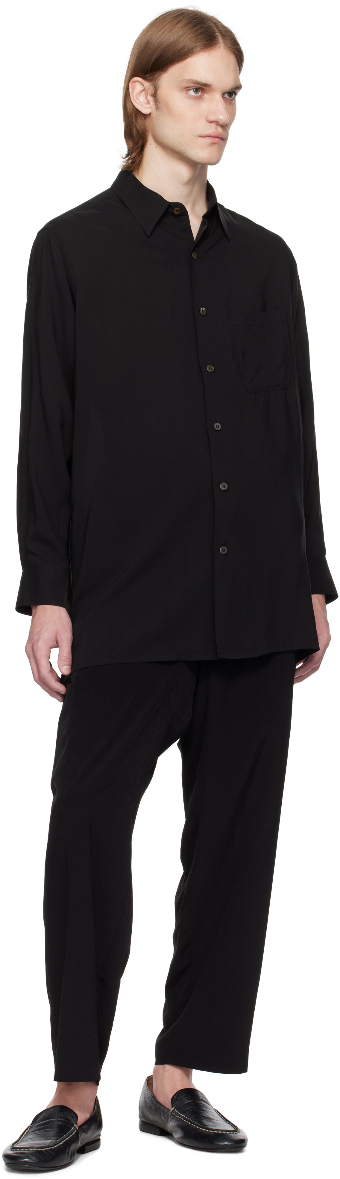 Y's For Men Black Cellulose Lawn Basig Shirt