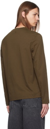 AMI Paris Brown Red Ami de Coeur Long Sleeve T-shirt