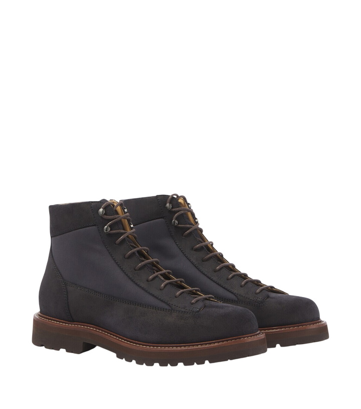 Photo: Brunello Cucinelli Suede-trimmed lace-up boots