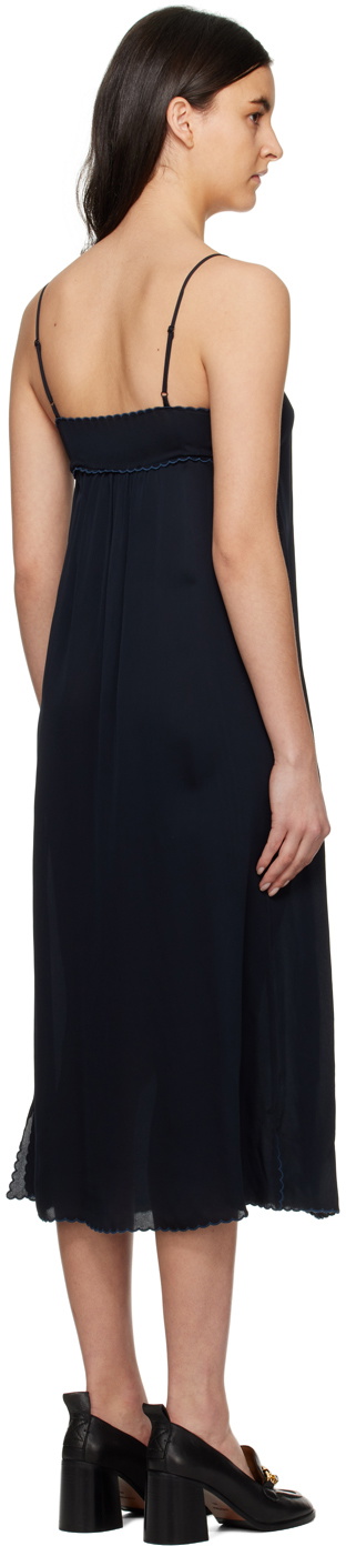 See by Chloé Navy Embroidered Midi Dress