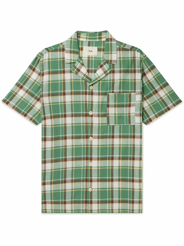 Photo: Folk - Camp-Collar Checked Cotton Shirt - Green