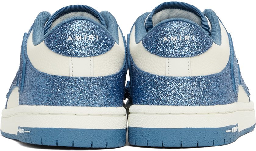 【AMIRI】White&Blue Shimmer Skel Top Low Sneakers AMIRI Men's Shimmer Skel-Top Blue / White Low Top Sneakers