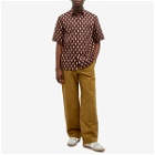 Dries Van Noten Men's Clasen Short Sleeve Poplin Shirt in Dark Brown