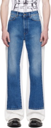 Jean Paul Gaultier Blue & White Paneled Jeans