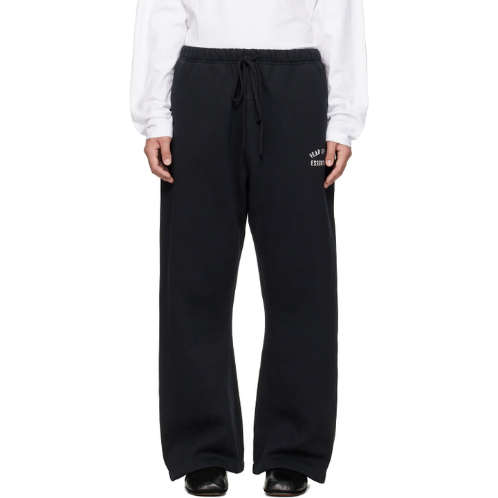 Photo: Fear of God ESSENTIALS Black Varsity Flare Sweatpants