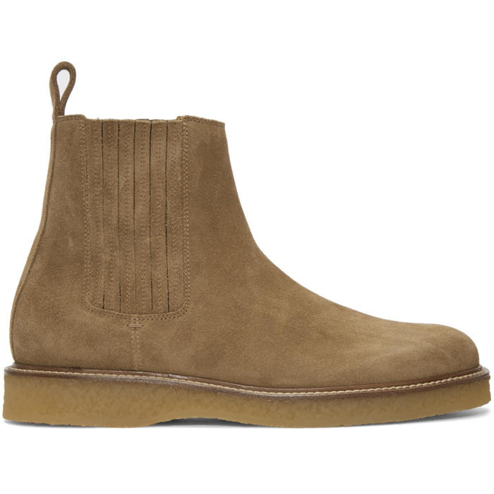 Photo: Saint Laurent Brown Suede Creeper Chelsea Boots