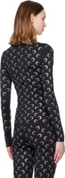 Marine Serre Black Recycled Moon Strass Second Skin Crewneck T-shirt
