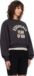 Fear of God ESSENTIALS Black Campus 90's Cropped Raglan Sweatshirt