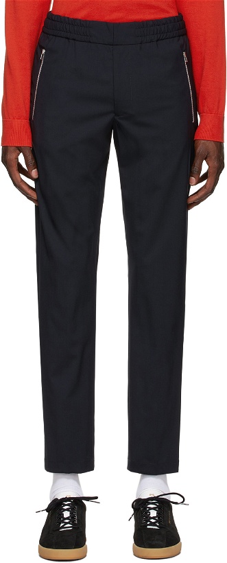 Photo: PS by Paul Smith Navy Wool Drawstring Trousers