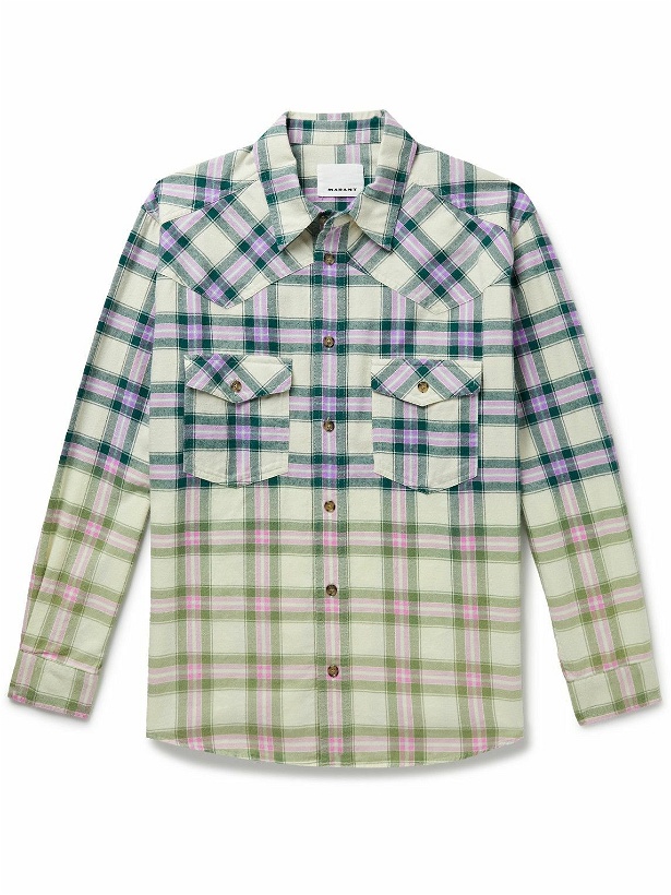 Photo: Isabel Marant - Pilou Checked Cotton-Flannel Shirt - White