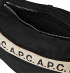 A.P.C. - Logo-Print Tape-Trimmed Tech-Canvas Belt Bag - Black