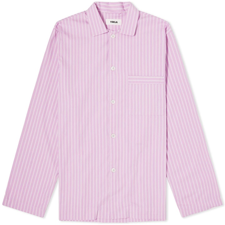 Photo: Tekla Fabrics Tekla Sleep Shirt in Purple Pink Stripes