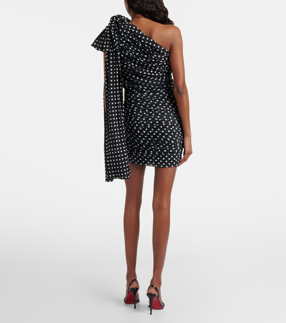 Patou Polka-dot one-shoulder minidress