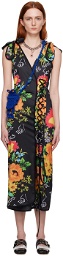 Chopova Lowena SSENSE Exclusive Black Neon Floral Midi Dress