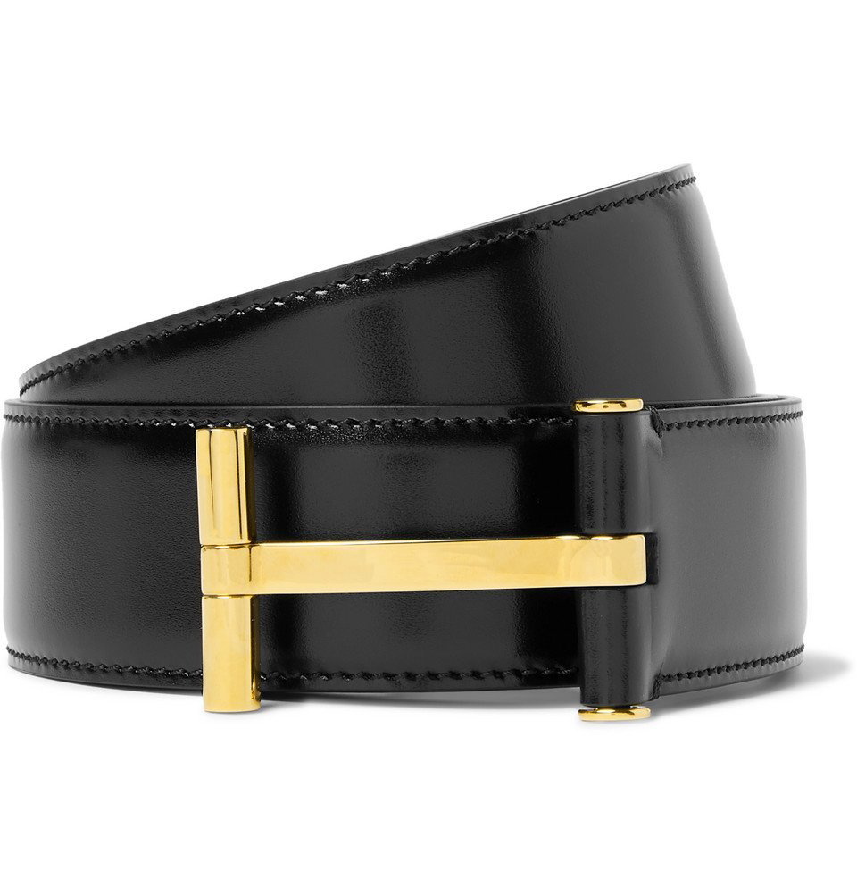 TOM FORD - 4cm Black Polished-Leather Belt - Black
