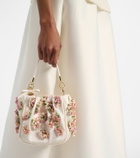 Self-Portrait Beaded floral satin tote bag