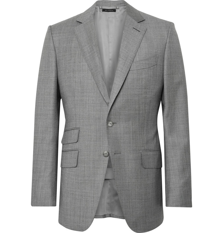 Photo: TOM FORD - Grey O'Connor Slim-Fit Super 110s Wool-Sharkskin Suit Jacket - Gray