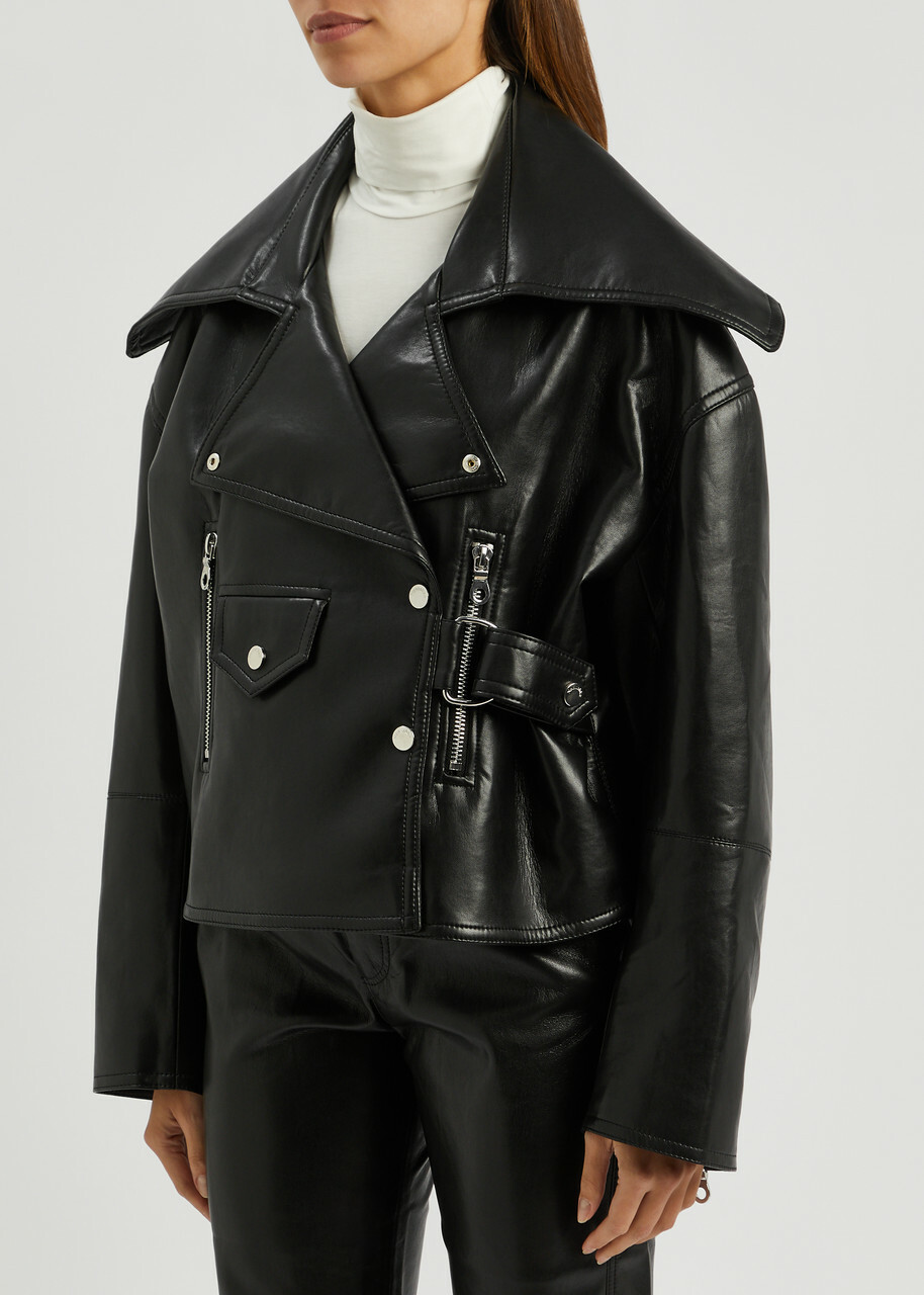 Nanushka Ado Regenerated Leather Jacket Black