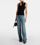 Blumarine Floral-appliqué wool tank top
