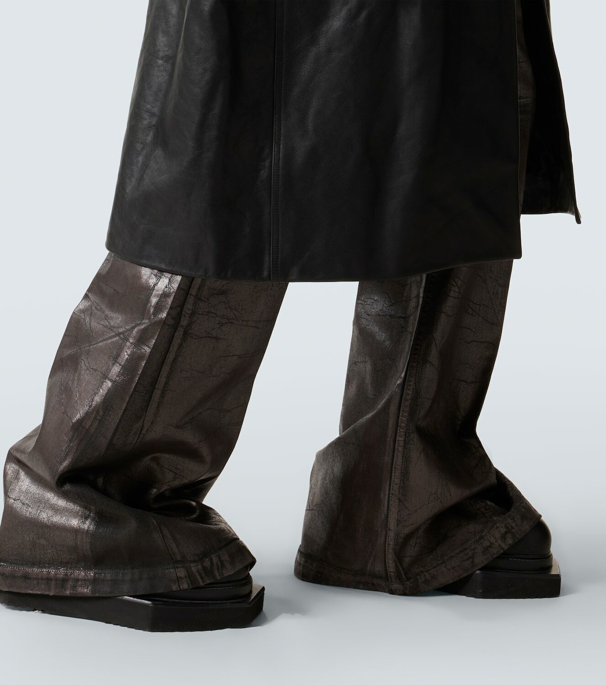 Rick Owens Coated wide-leg jeans