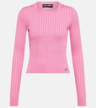 Dolce&Gabbana DG ribbed-knit silk cropped sweater