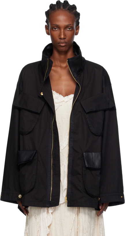 Photo: OPEN YY Black Cargo Pocket Field Jacket