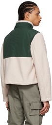Reese Cooper Off-White and Green Sherpa Fleece Jacket