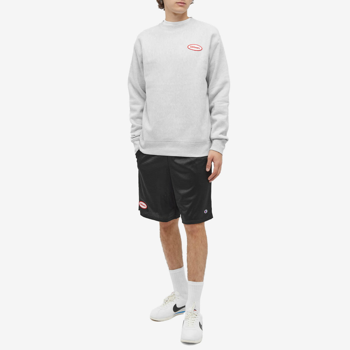 Alltimers Men's Tankful Patch Heavyweight Crew Sweatshirt in Heather Grey