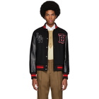 Burberry Black Wool and Leather Padfield Bomber Jacket