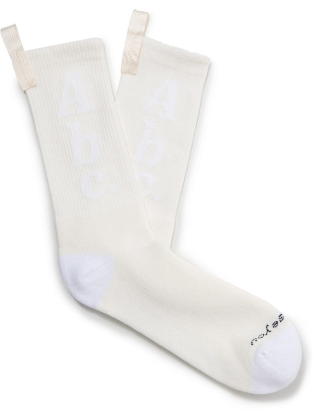Photo: Abc. 123. - Logo-Jacquard Ribbed Cotton-Blend Socks - White