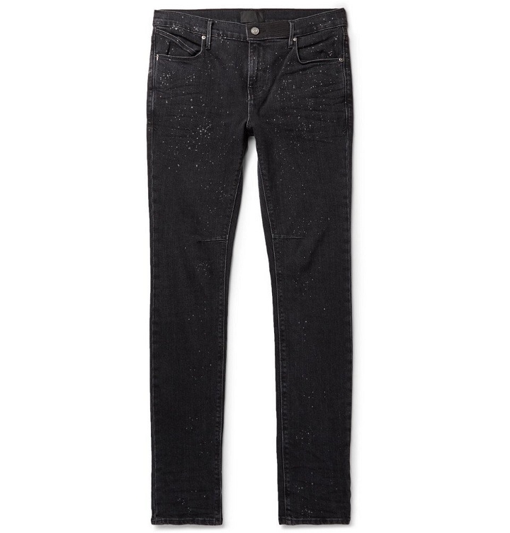 Photo: RtA - Skinny-Fit Paint-Splattered Stretch-Denim Jeans - Black