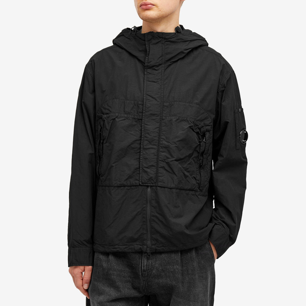C.P. Company Men's Flatt Nylon Hooded Overshirt in Black C.P. Company