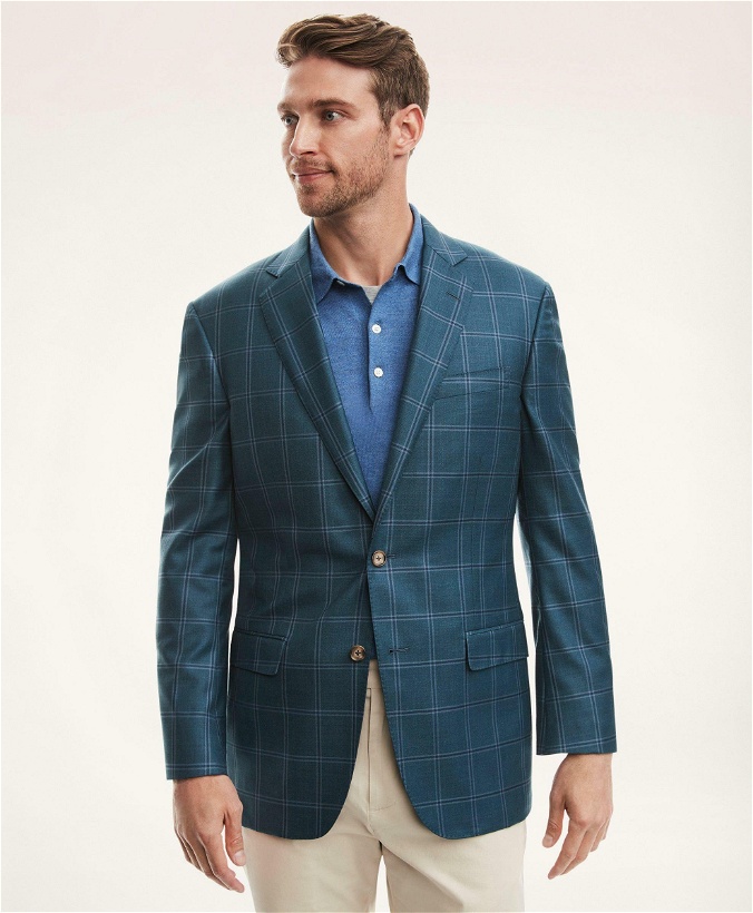 Photo: Brooks Brothers Men's Madison Traditional-Fit Framed Windowpane Sport Coat | Teal
