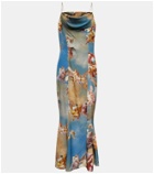 Balmain Printed silk maxi dress